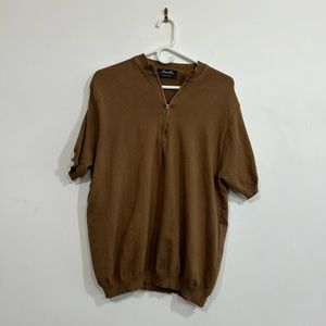 Marcello Brand Chocolate Brown Half Zip Sweater
